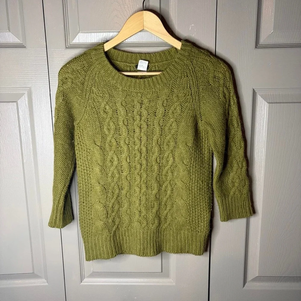 J.Crew green cable knit sweater  Size S